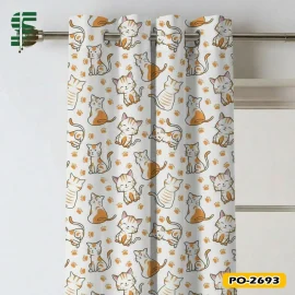 پرده پانچ کودک طرح گربه نارنجی کد po-2696