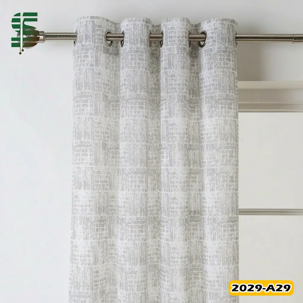 پرده پانچ مخمل و کتان هازان کد 2029A رنگ طوسی