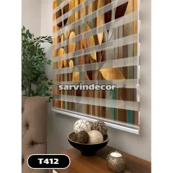 پرده زبرا سه بعدی گلدار قهوه ای