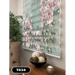 پرده زبرا سه بعدی گلدار