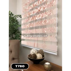 پرده زبرا سه بعدی شکوفه صورتی