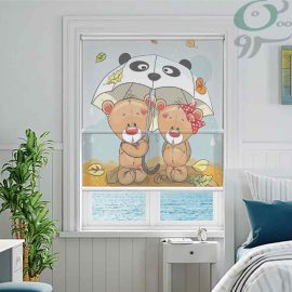 دبل شید تصویری طرح خرس دختر و پسر با چتر DO-A1005