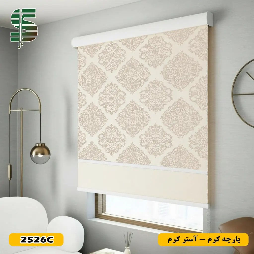 پرده شب و روز طرح گل داماسک کد 2526 در 3 رنگ