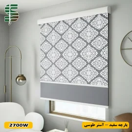 پرده شب و روز طرح گل کلاسیک کد 2700 سفید آستر طوسی