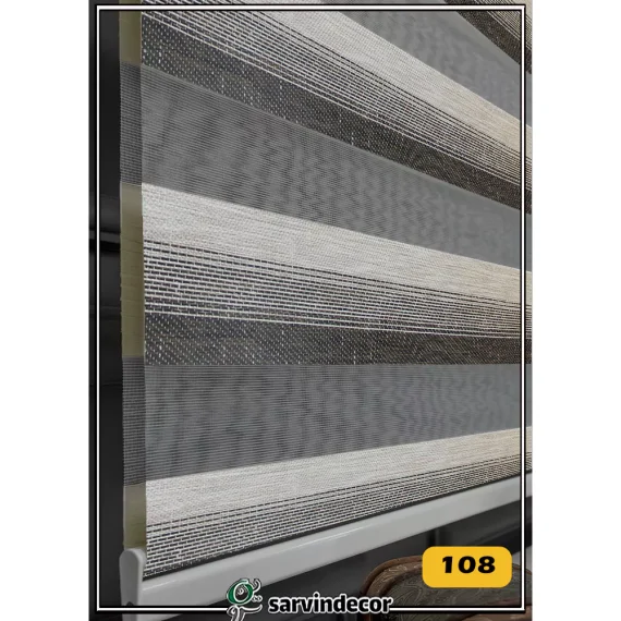 پرده زبرا طرح چوب قهوه ای کد p284