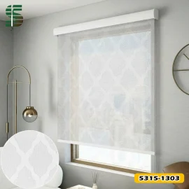 پرده شید اسکرین طرح دار سفید کد 5313