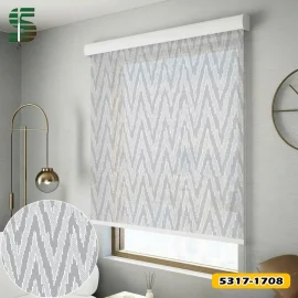 پرده شید سان اسکرین طرح دار خطوط هندسی کد 5318 رنگ طوسی