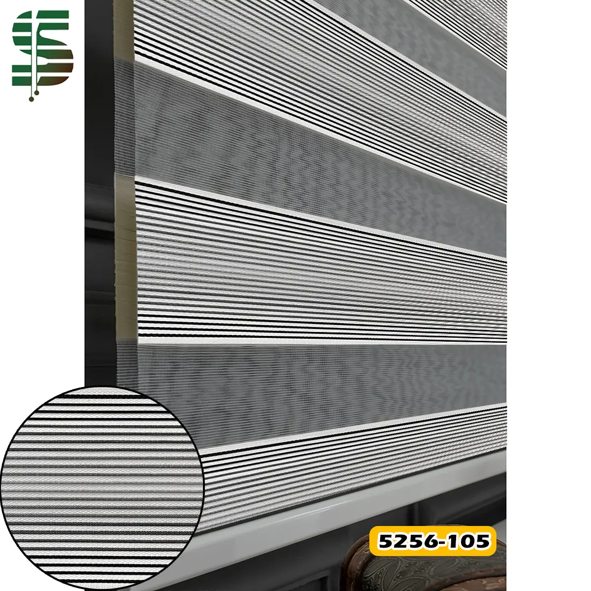 پرده زبرا ساده پلیسه ریز کد 5256 طوسی