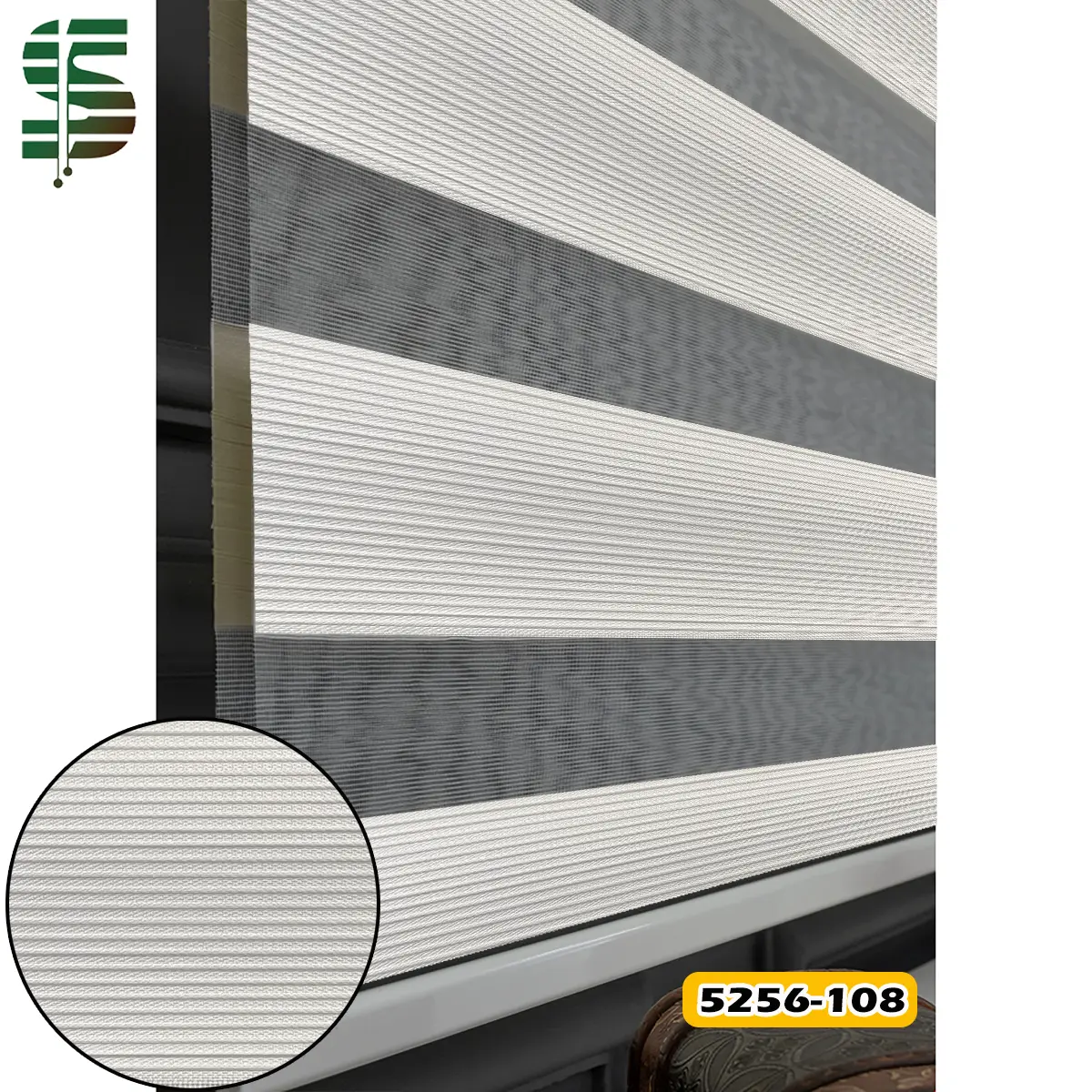 پرده زبرا ساده پلیسه ریز کد 5256 سفید