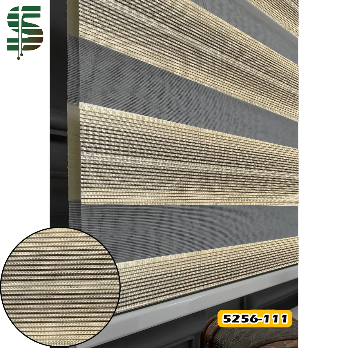 پرده زبرا ساده پلیسه ریز کد 5256 کرم