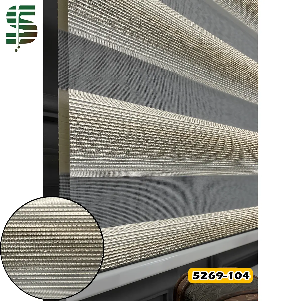 پرده زبرا ساده کد 5269 سفید شیری