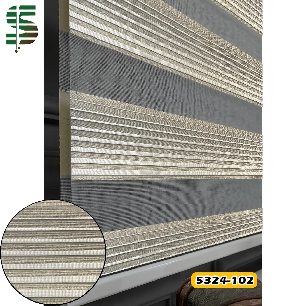 پرده زبرا پلیسه کد 5324 شیری