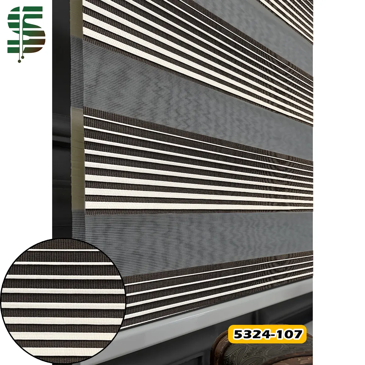 پرده زبرا پلیسه کد 5324 قهوه ای