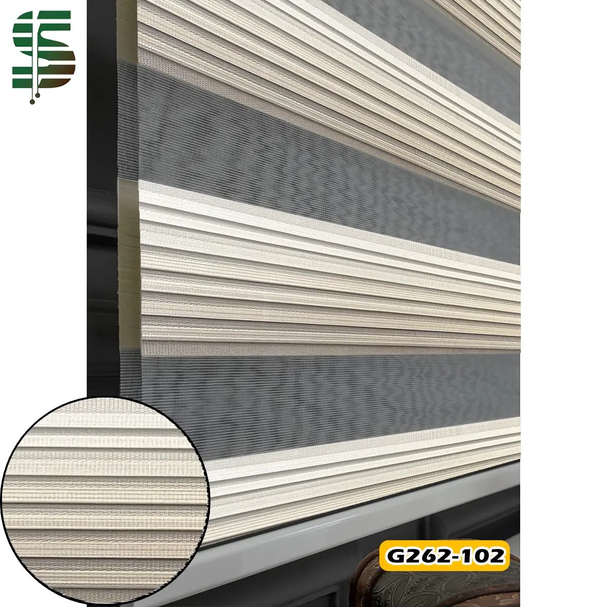 پرده زبرا پلیسه G262 کرم شیری