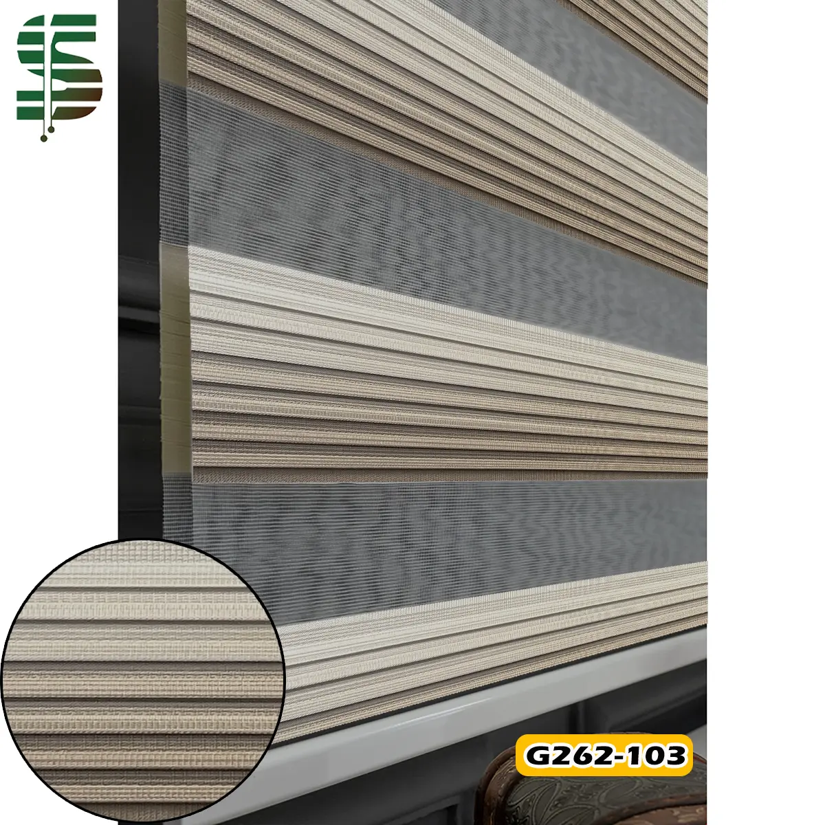 پرده زبرا پلیسه G262 کرم