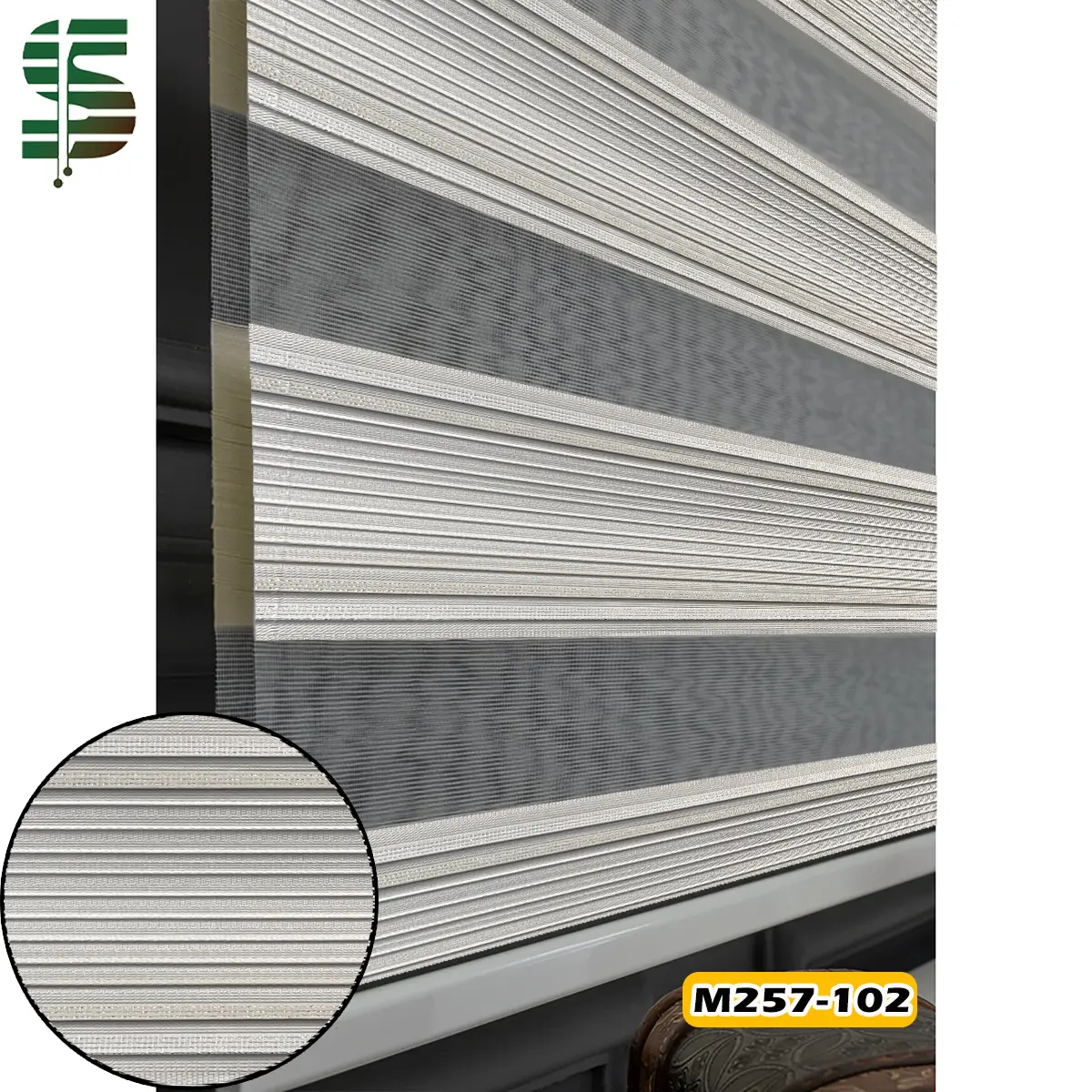 پرده زبرا پلیسه M257 سفید شیری