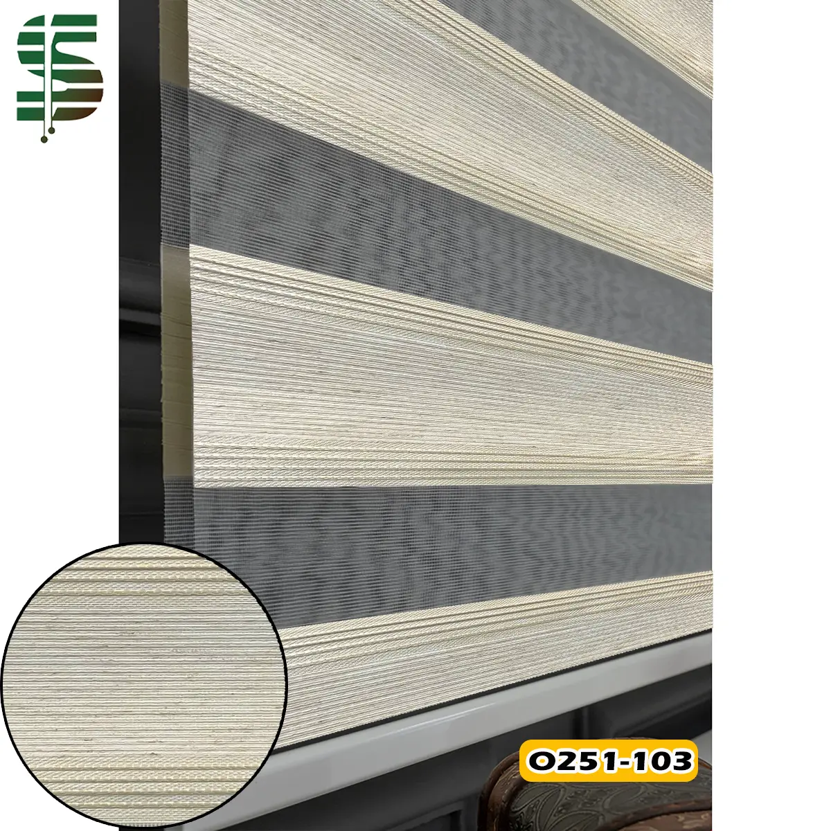 پرده زبرا خط دار کد O251 کرم