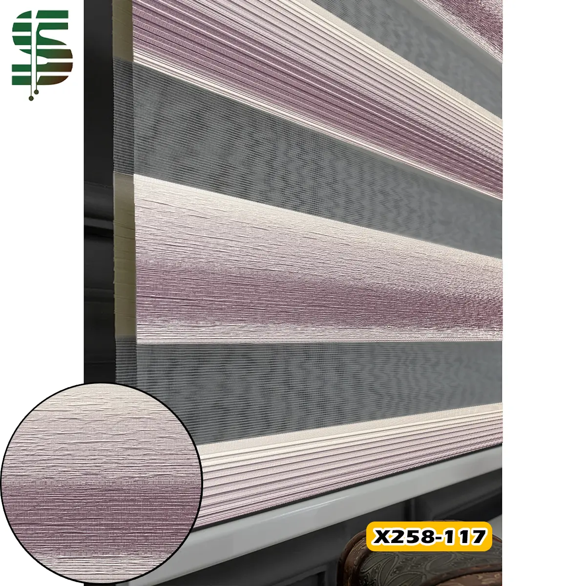 پرده زبرا دو رنگ کد X258 بنفش