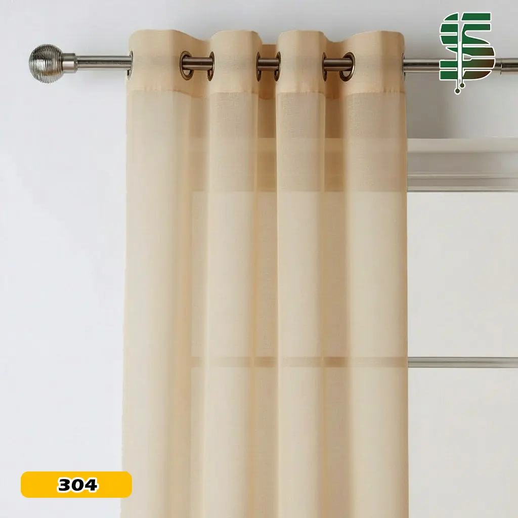 پرده حریر پانچ ساده کرم