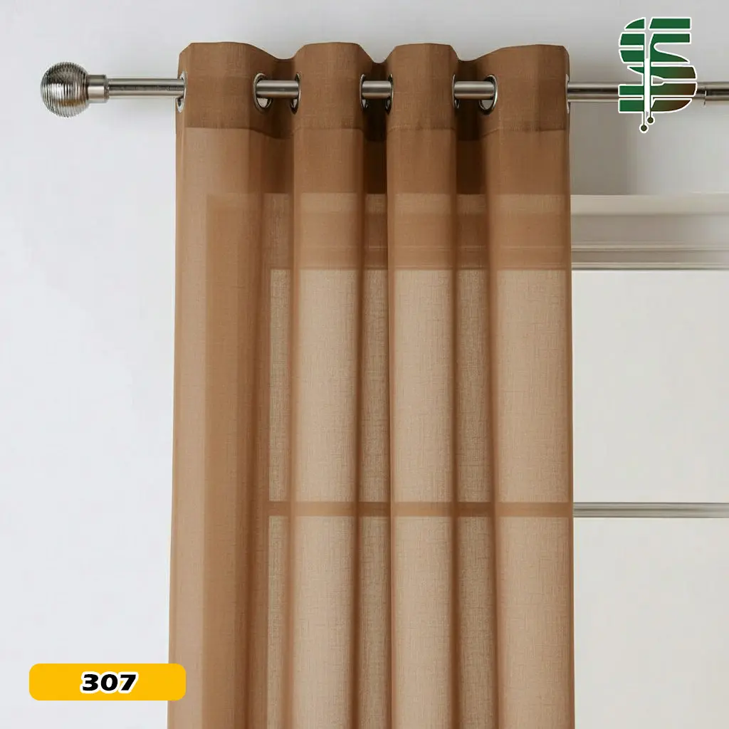 پرده حریر پانچ ساده قهوه ای