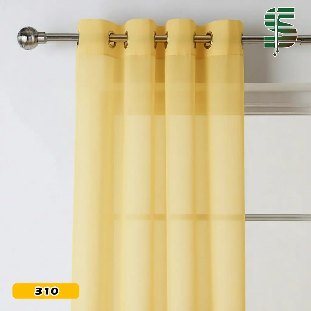 پرده حریر پانچ ساده زرد