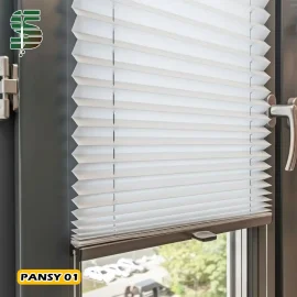 پرده پلیسه pansy دستی یک طرفه سفید