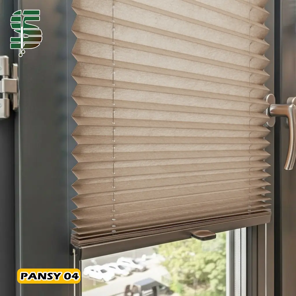 پرده پلیسه pansy دستی یک طرفه کرم