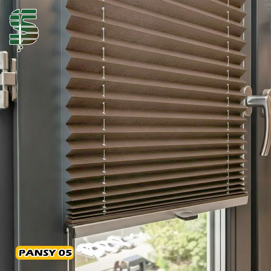 پرده پلیسه pansy دستی یک طرفه قهوه ای