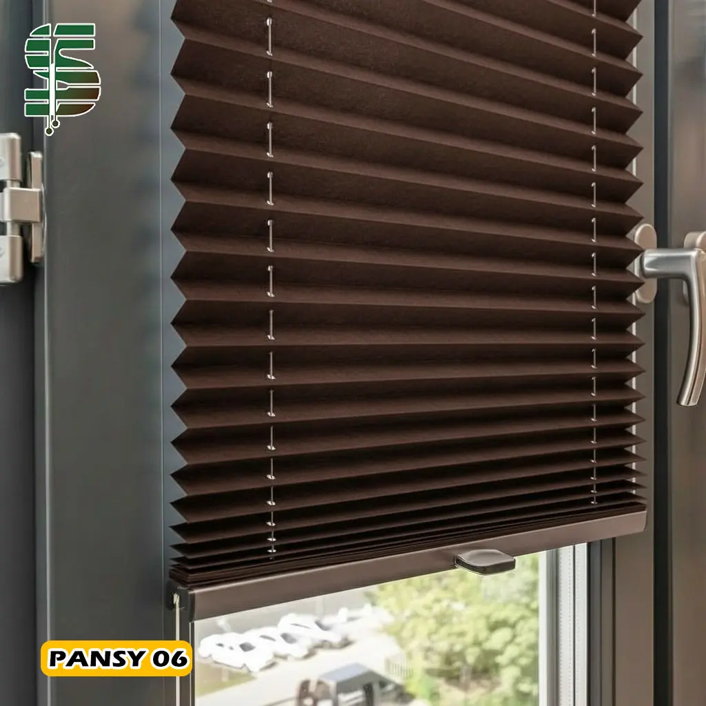 پرده پلیسه pansy دستی یک طرفه قهوه ای تیره