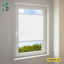پرده پلیسه دستی دو طرفه pansy رنگ سفید