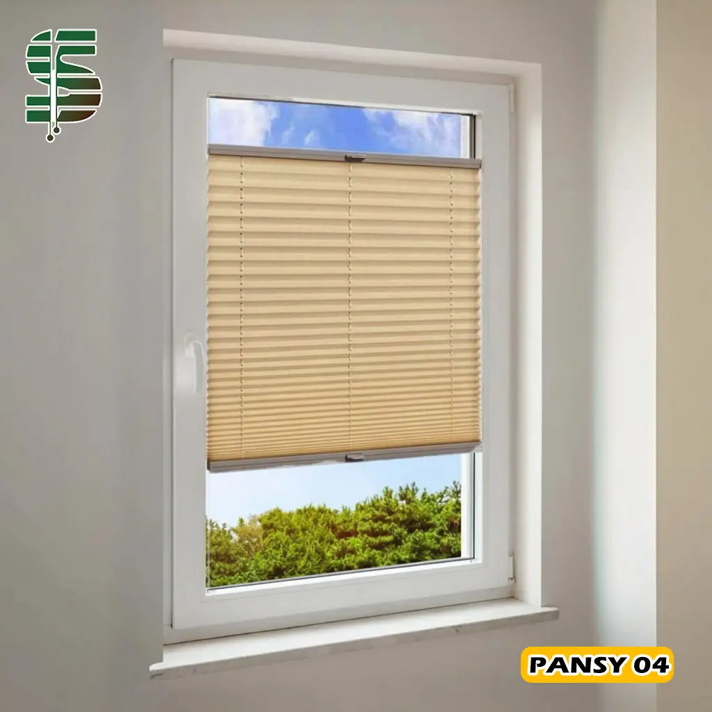 پرده پلیسه دستی دو طرفه pansy رنگ کرم