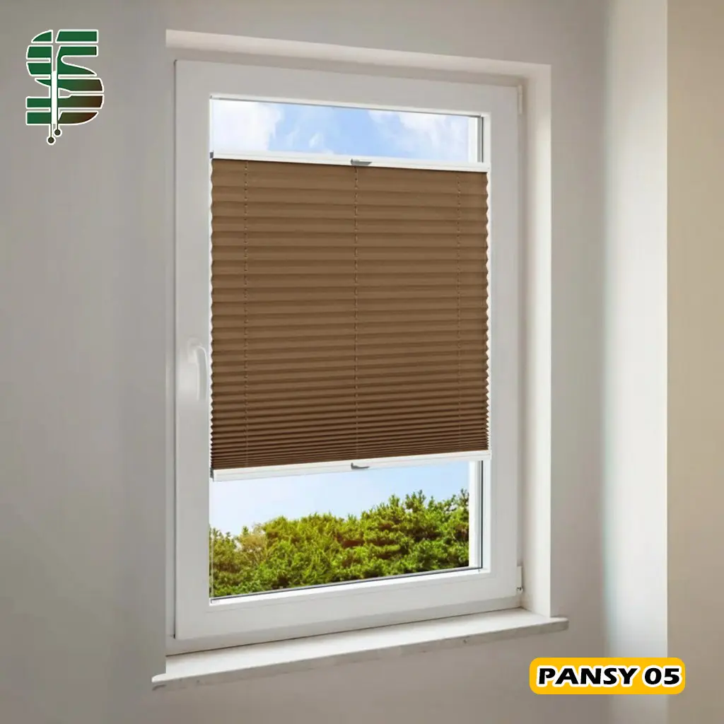 پرده پلیسه دستی دو طرفه pansy رنگ قهوه ای