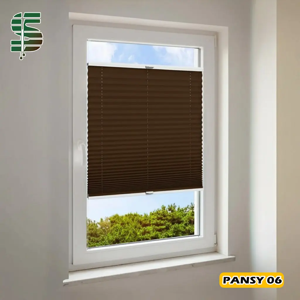 پرده پلیسه دستی دو طرفه pansy رنگ قهوه ای تیره