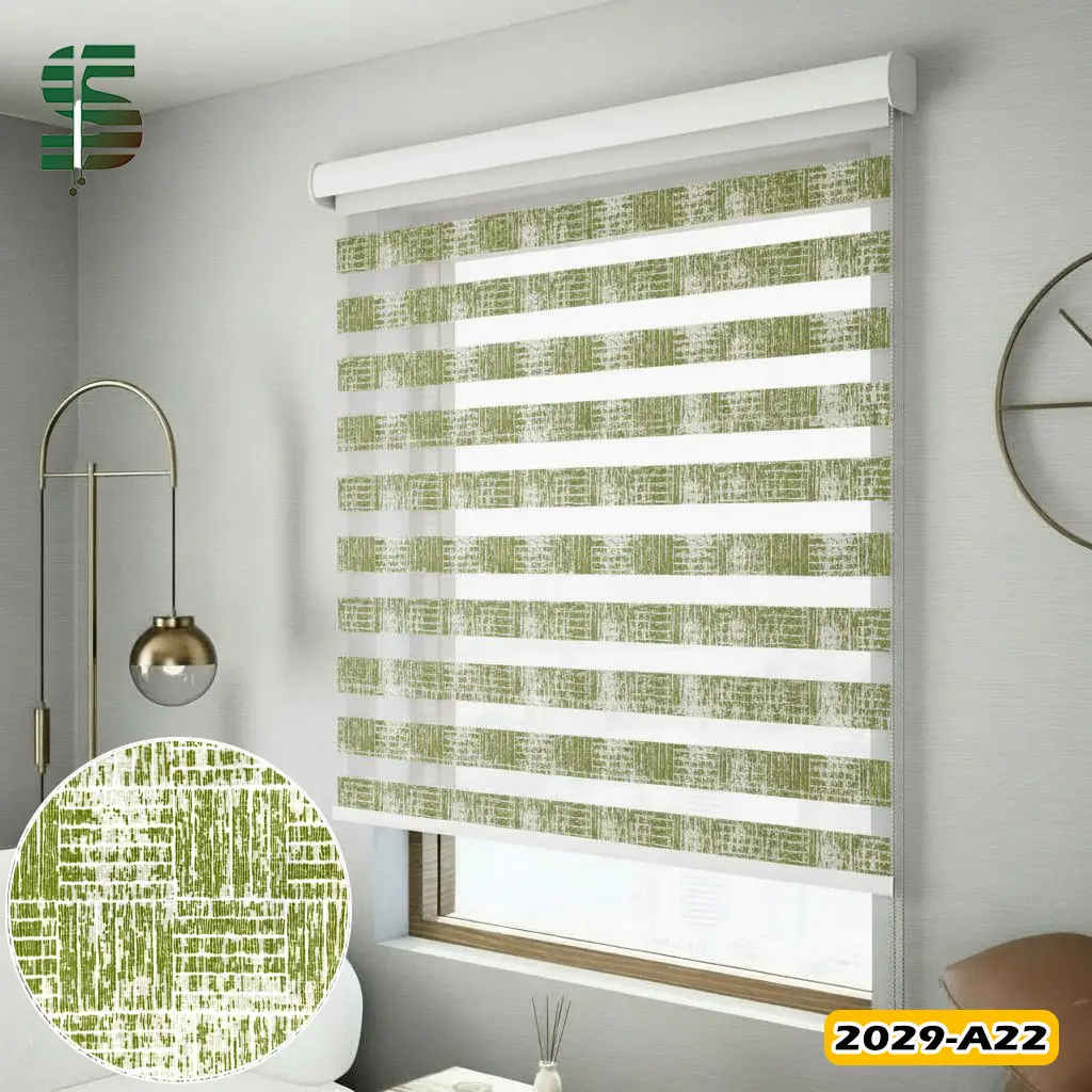 پرده زبرا طرح دار کد 2029A رنگ سبز