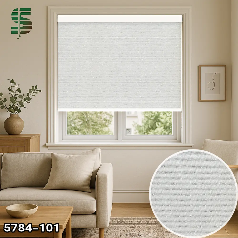 پرده شید لمه دار سفید کد 5784