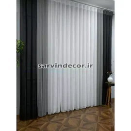 پرده دیکی ورتیکال طوسی مشکی حالت بسته