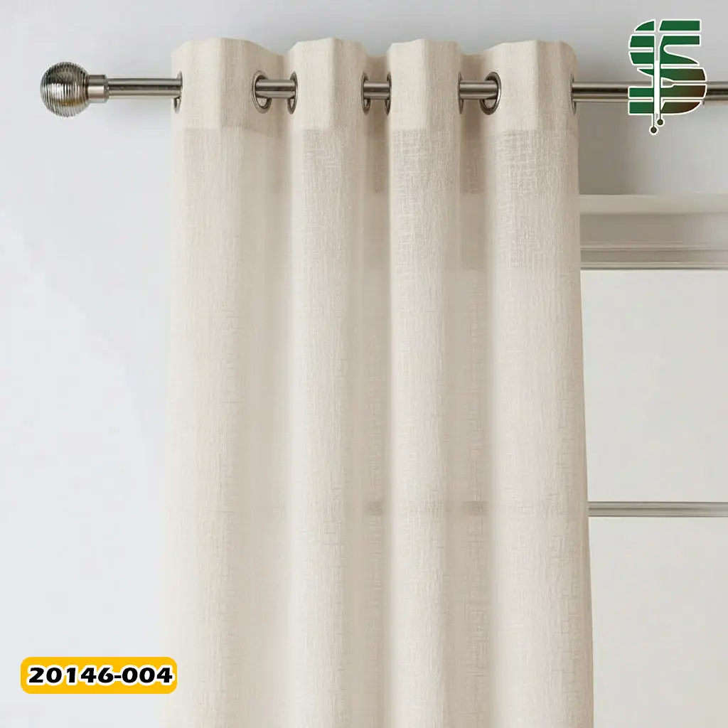 پرده حریر کتان کرم