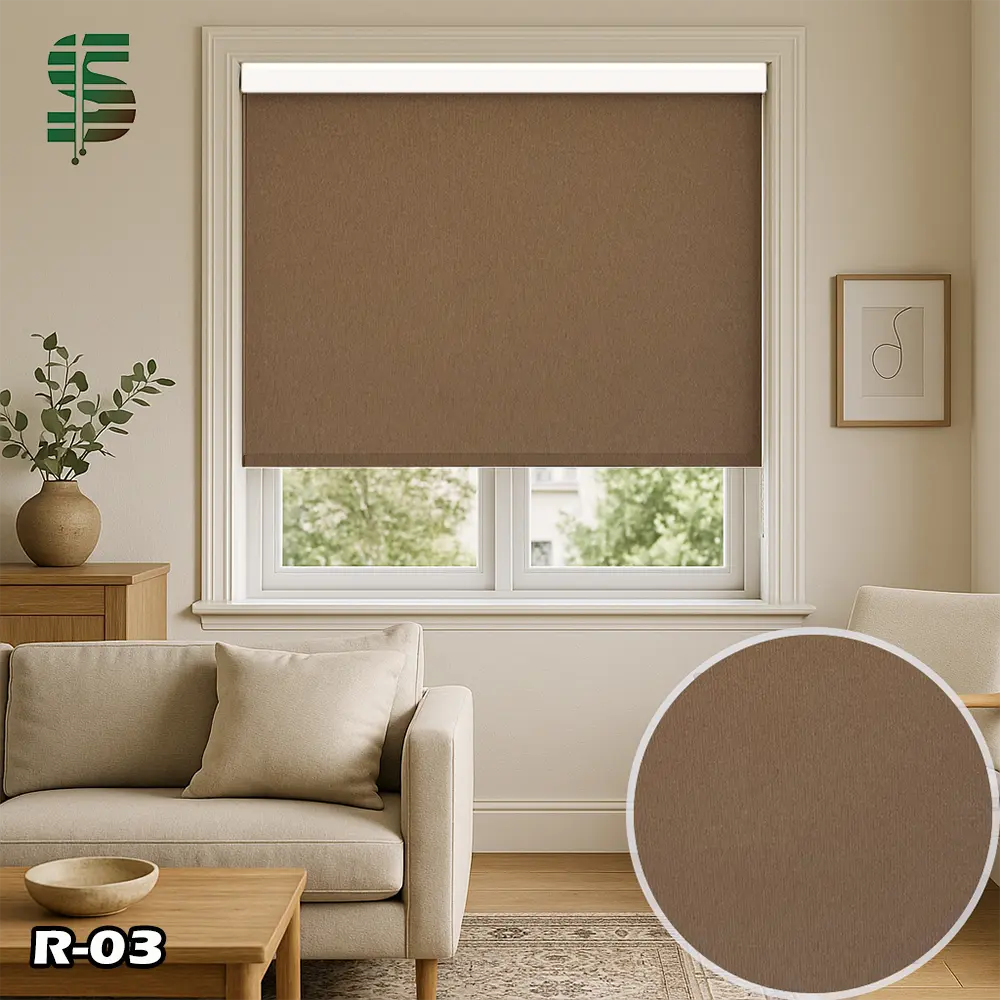 پرده شید ساده قهوه ای