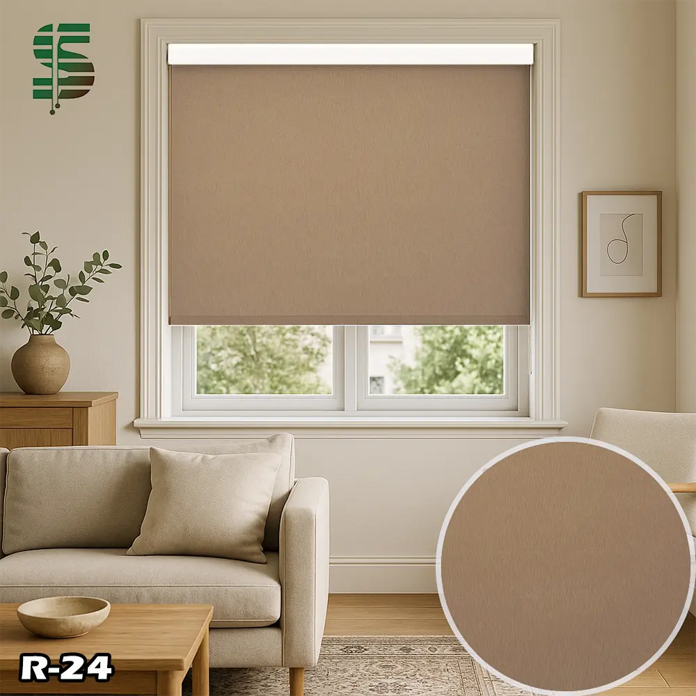 پرده شید ساده کرم تیره