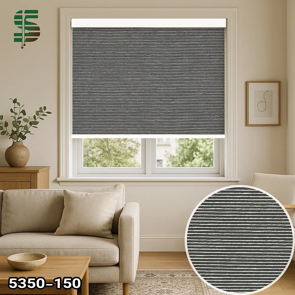 پرده شید راه راه مشکی 150