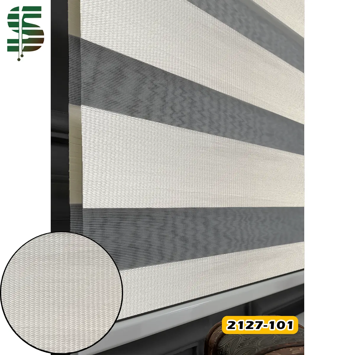 پرده زبرا طرح چوب سفید کد 2127