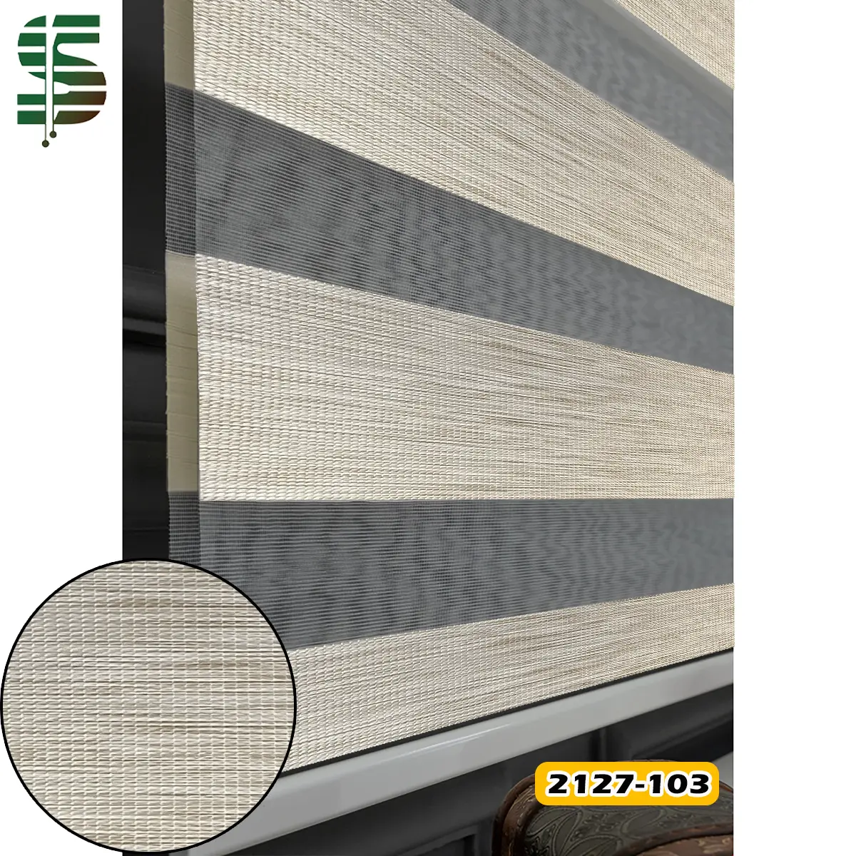 پرده زبرا طرح چوب کرم کد 2127