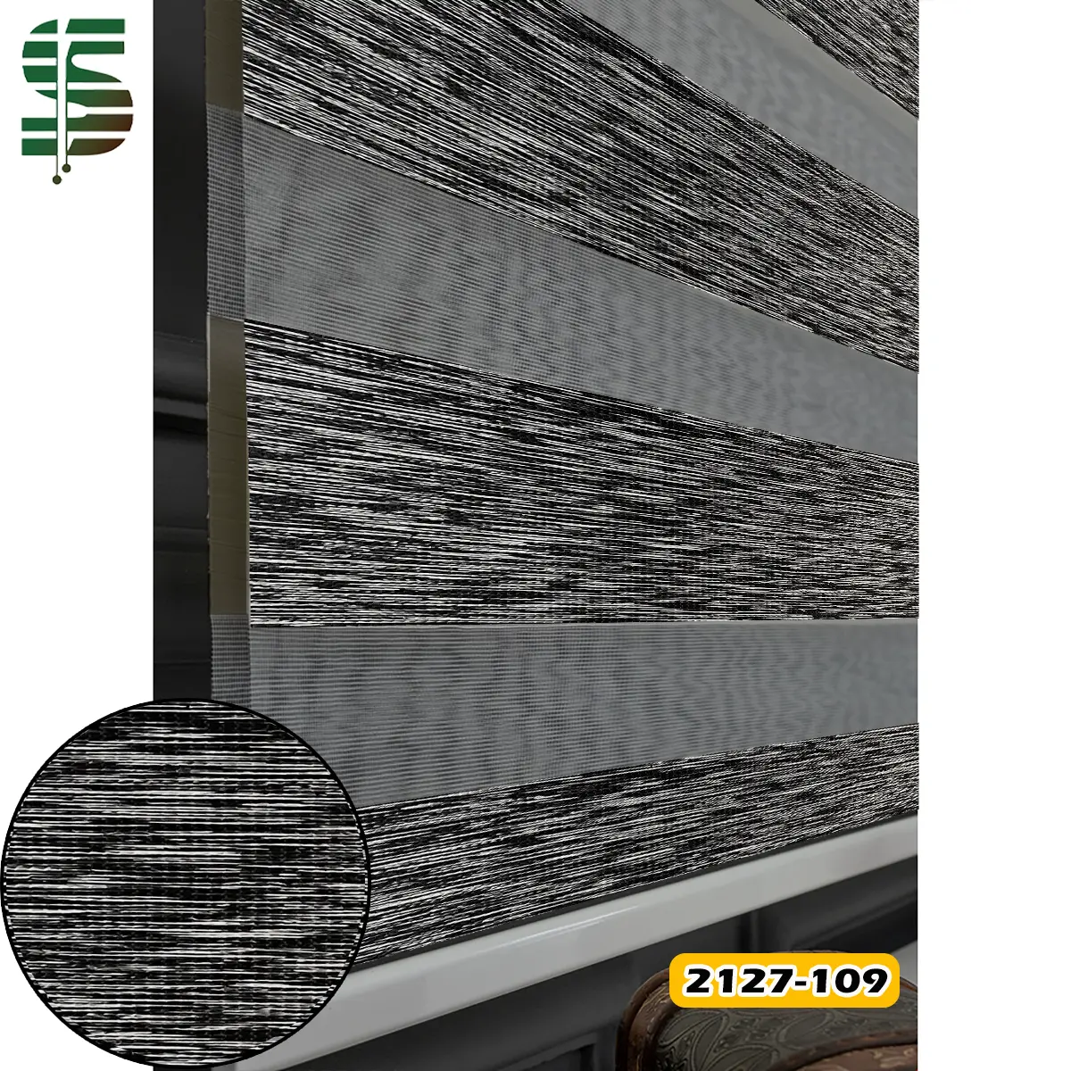 پرده زبرا طرح چوب ذغالی کد 2127