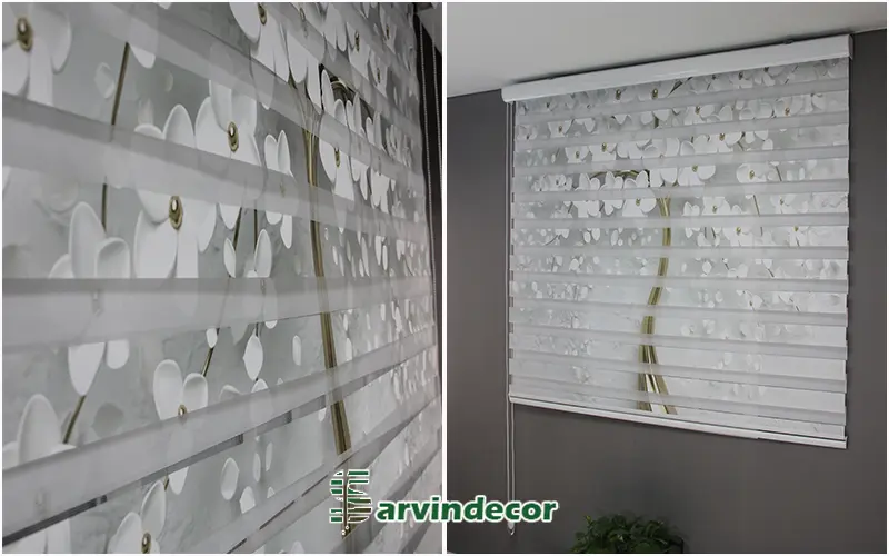 پرده زبرا سه بعدی شکوفه