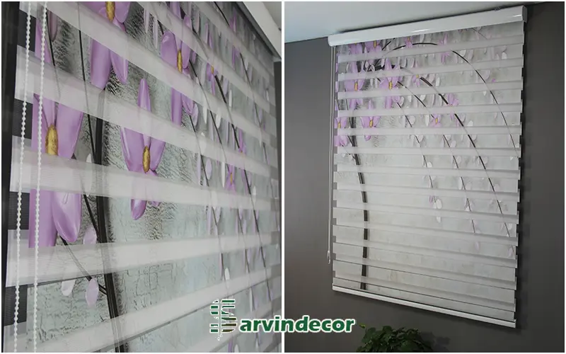 پرده زبرا سه بعدی گل صورتی