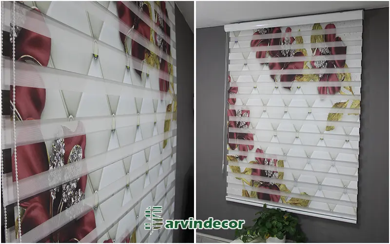 پرده زبرا سه بعدی گل قرمز