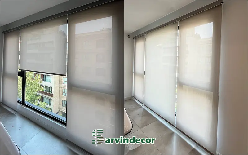 پرده شید اسکرین طوسی روشن