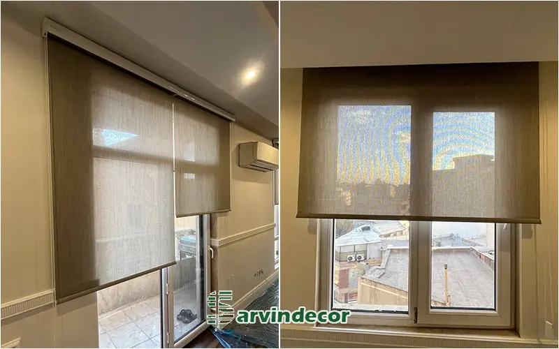 پرده شید سان اسکرین قهوه ای روشن