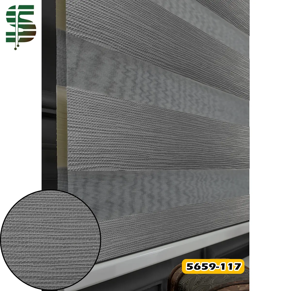 پرده زبرا ساده 5659 رنگ طوسی