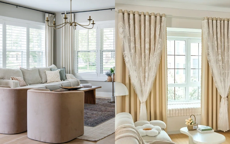 پرده پذیرایی مدرن جدید با خطوط ساده و پارچه سبک